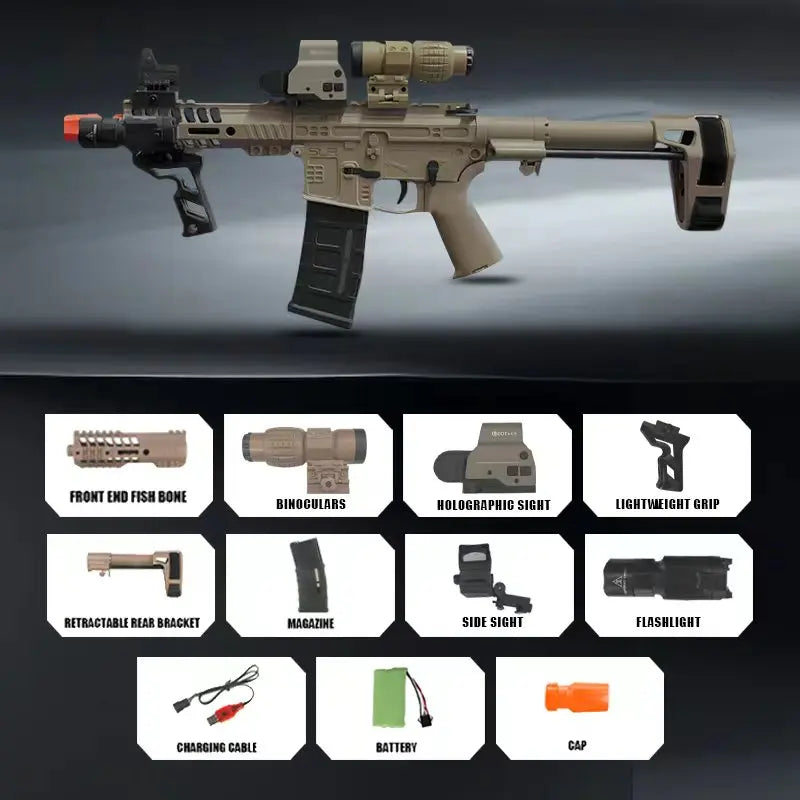 sand color Color Electric Gel Ball Toy Rifle – High-Speed Auto & Manual