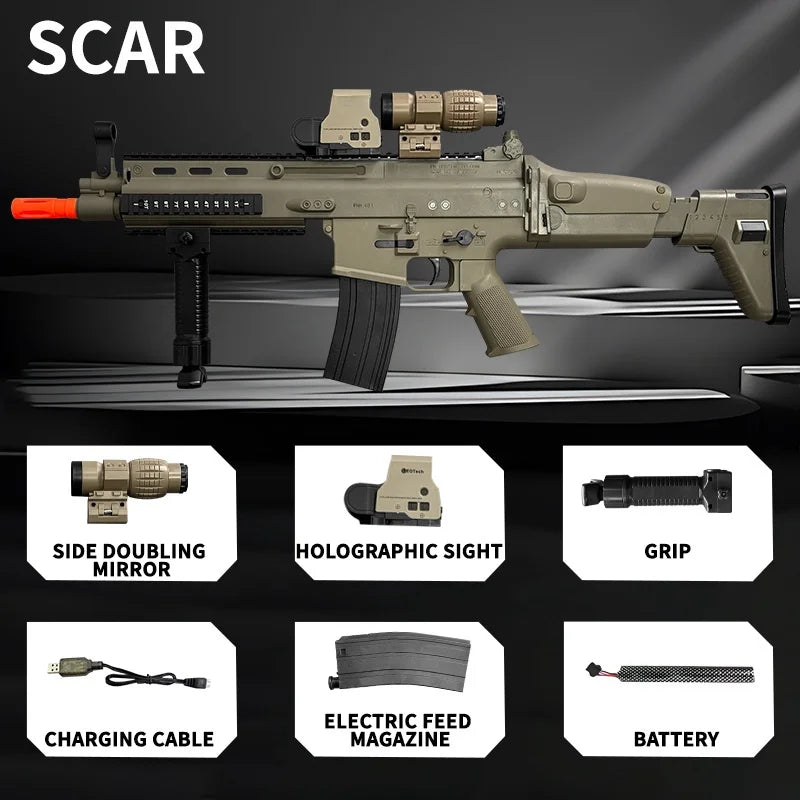 sand color Color Electric Gel Ball Blaster Rifle – High-Speed Auto Fire