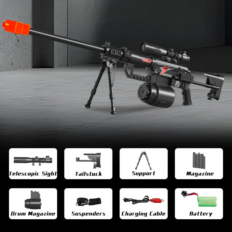 black Color Electric Gel Ball Toy Rifle – Manual And Automatic Modes