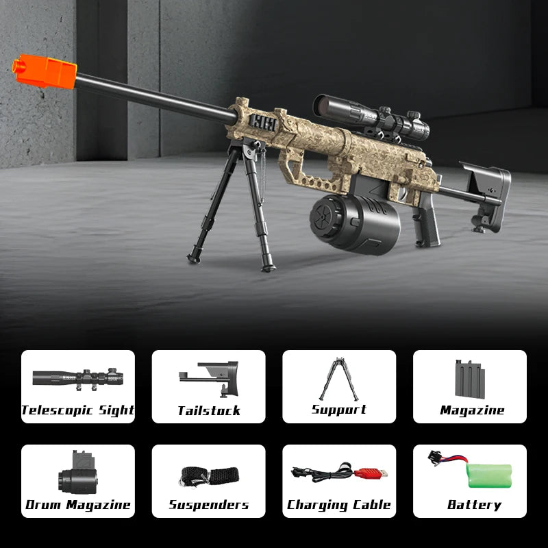 sand color Color Electric Gel Ball Toy Rifle – Manual And Automatic Modes