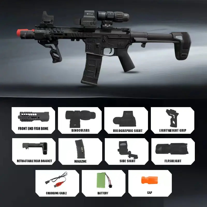 black Color Electric Gel Ball Toy Rifle – High-Speed Auto & Manual